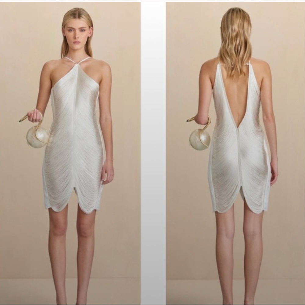 cult gaia White Strapless Halter Mini Dress